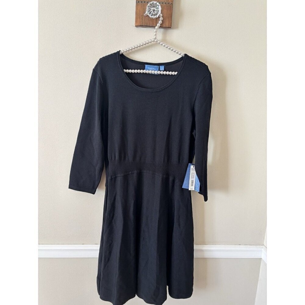 NWT Simply Vera Vera Wang Petite Size XL Black Knit Dress Fit Flare